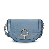 Poseta dama de umar din piele naturala DiAmanti Adora Albastru Denim D1534